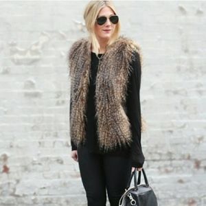 David Bitton faux fur vest brown black large #mobwife